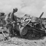 EUCMH-24-ID-Mindanao-025-Illustration-Purpose-Japanese_Type_97_Te_Ke_Tankette_destroyed_by_96th_Infantry_Division_Okinawa_1945