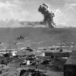 2-AD-EUCMH-Operation Husky-Sicily-1943-The Liberty ship Robert Rowan (K-40) explodes after being hit by a German Ju 88 bomber off the coast of Gela, Sicily, 11 Jul 1943