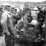 An old Frenchman with two captured young German soldiers of the 12th SS Panzer Division Hitlerjugend, 1944