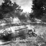 Destroyed armor of 2nd SS ‘Das Reich’ after their failure against the Americans in Mortain France August 1944