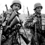 German Soldiers with captured M1 Garand rifles and Thompson sub machine guns near Nettuno, Italy, February 17, 1944.