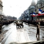 (COLMAR) Convoys of the_28th_Infantry_Division_are_flanked_by_Frenchman