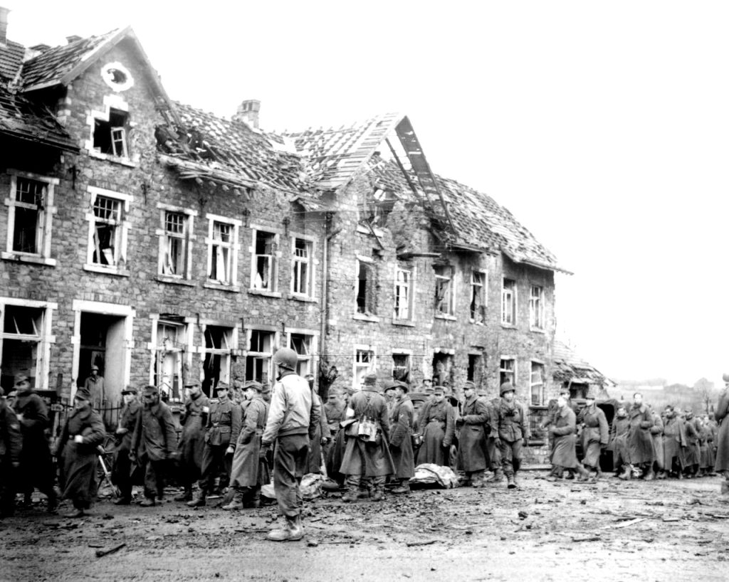 1945 WW2 US 1st Army Hamminkeln Germany German Prisoners