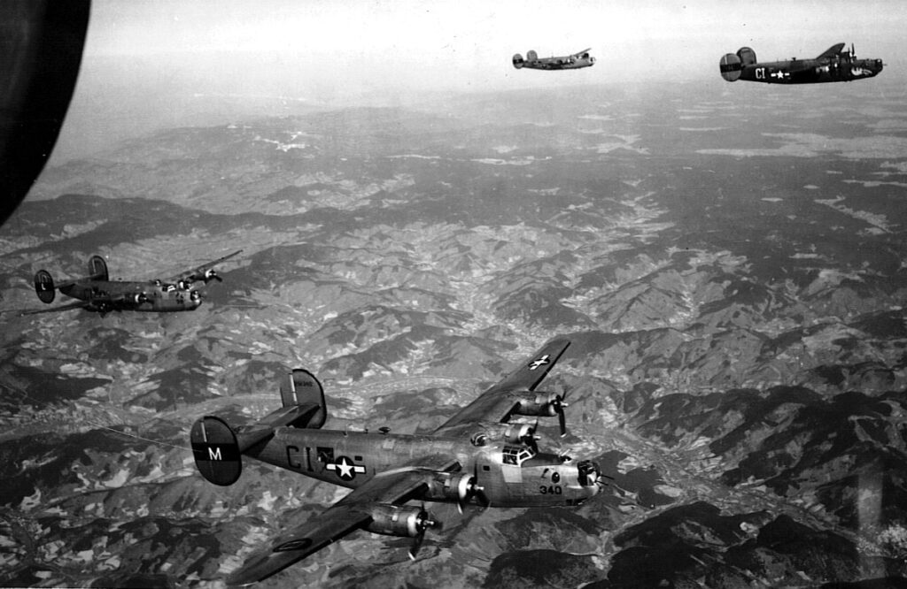 576-BS during the March 22, 1945, mission to the jet airfield east of Schwabisch Hall