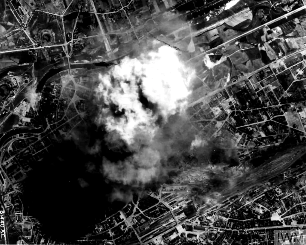 US Air Force B-17s attack marshaling yards in support of Operation Overlord, 29 May 1944