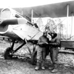 A de Havilland DH-4 that arrived in the United States in August 1917 became the prototype for DH-4s to be manufactured in the U.S. for use by American fliers such as the men seen here