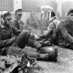 B&W-Wounded German soldiers taken as POWs by American troops during Operation Dragoon. Provence-Alpes-Côte d’Azur, France. August 1944