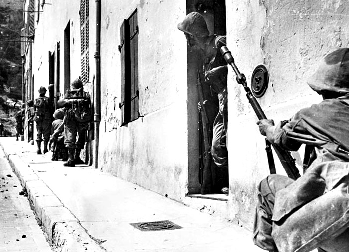 French troops from Algeria assisted in the clearing of German resistance