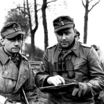 SS-Obersturmführer Leidreiter and SS-Sturmbannführer Knittel, commander of Kampfgruppe Knittel, heading to Rahier