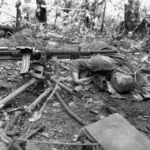 A Japanese 7.7-MM Type 92 Woodpecker Machine gun and eliminated crew