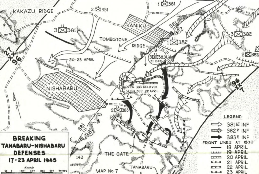 Map Tanabaru-Nishabaru Ridge 17-23 April 1945