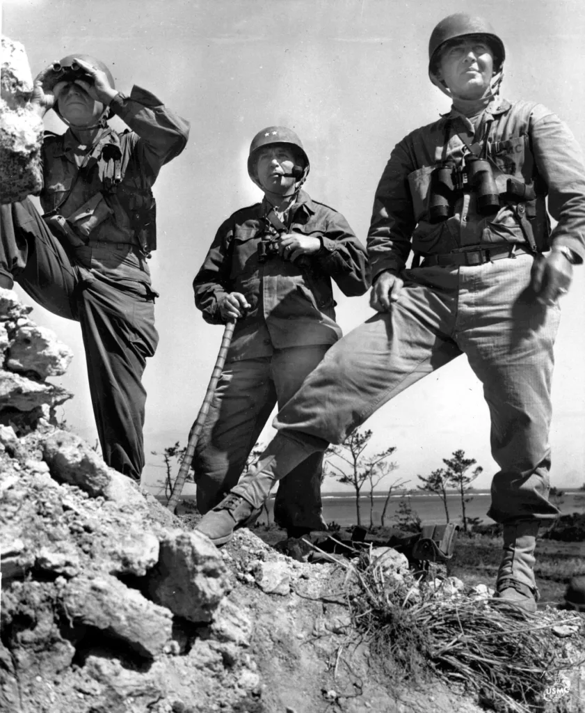 LG Simon Buckner, MG Lemuel Shepperd, and BG William Clement, Okinawa, 22 May 1945 (USMC) LG Simon Buckner, MG Lemuel Shepperd, and BG William Clement, Okinawa, 22 May 1945 (USMC)