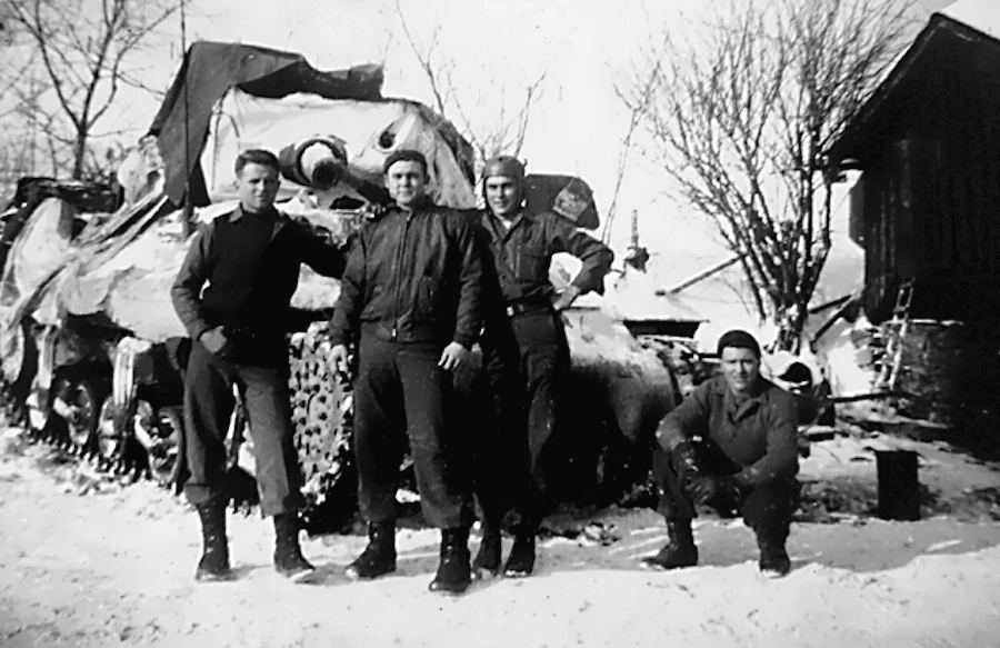Crew standing by their M-10 TD - 823-TDB - Bulge