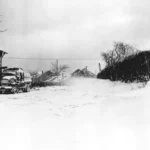 Harsh winter conditions while blizzard blows through Wanne, Belgium, January 1945