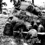 Destroyed M-4 Sherman in Normandy June 1944-(2)