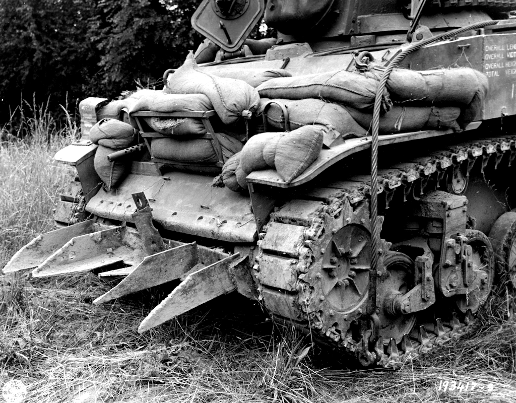M-5 Sherman mounted with the Culin Hedgerow Cutter-Normandy
