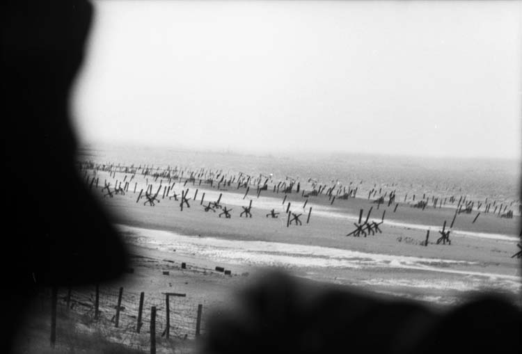 Omaha Beach - photo taken from a German bunker shows a clear field of fire