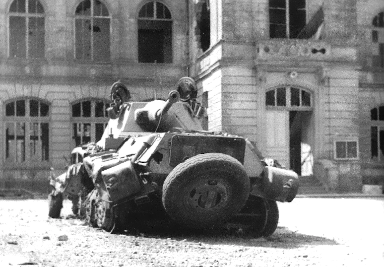 SD.KFZ 234-2 Puma destroyed at Caumont town hall June 12 1944