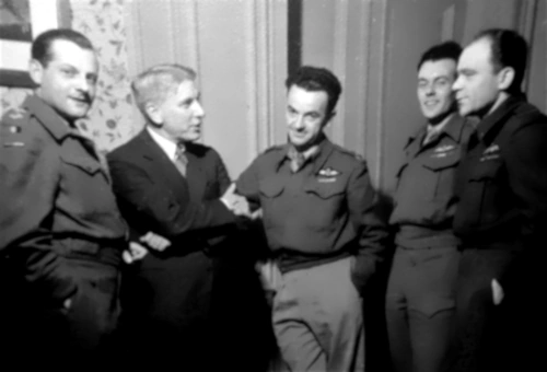 Albert Greindl, Mr Jacquet, Frans Burniaux, Gérard Greindl Mr Le Roy à Lillois en 1944