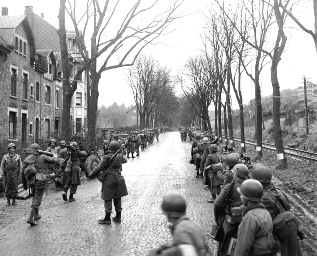 6US forces in Malmedy Belgium during the early days of the Battle of the Bulge - December 1944