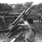 Chinese artillery fire on Japanese positions (105-MM HOW) Vicinity Myitkyina Burma