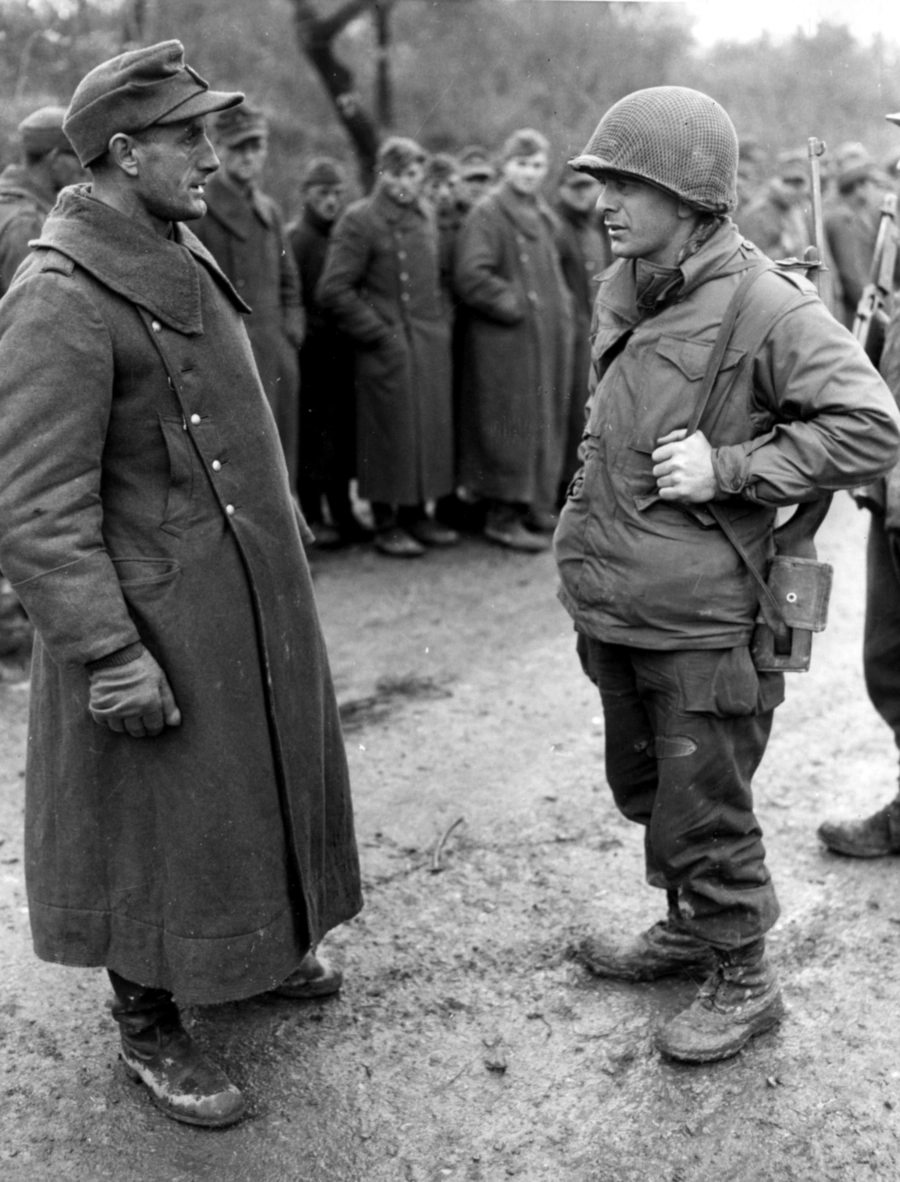 December 5, 1944 - an entire German patrol captured is being interrogated