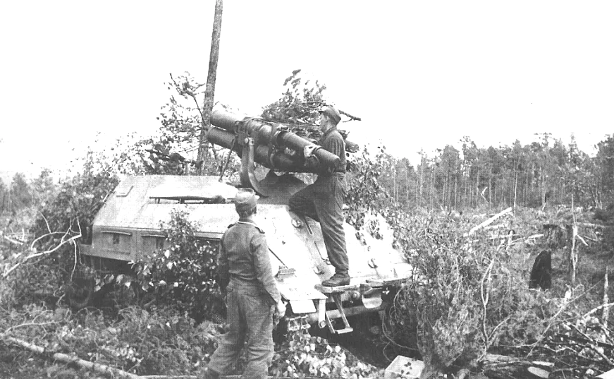The rocket launcher of Panzerwerfer is being loaded in Finland summer 1944 The rocket launcher of Panzerwerfer is being loaded in Finland summer 1944