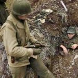 1st Lieutenant Roy “Buck” Rodgers of the 102nd Infantry Division discovers a German who buried himself in an attempt to avoid capture near the town of Linnich, North- Rhine Westphalia, February, 1945