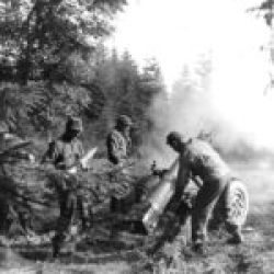 1st US Army 105-MM Howitzer Crew in Action in the Wenauer Forest Germany 1944