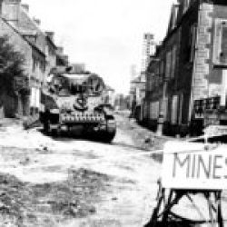 4th Armored Division Stuart tank knocked out by a mine in a Coutances street on July 30th 1944-(1024)