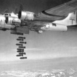 A B-17 Flying Fortress drops its bombs in 1944 or 1945. U.S. Air Force photo