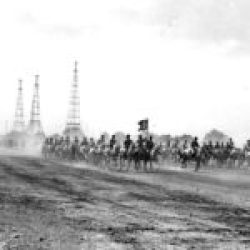 Col. George S. Patton and Other Officers Review Troops of 16th Field Artillery, 1940