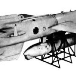 HS 293 was a radio-guided glide bomb with light alloy wings spanning three meters (ten feet) and tail surfaces of similar construction