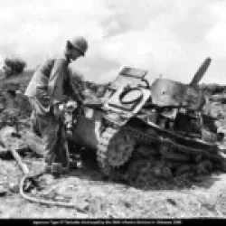 Japanese Type 97 Tankette destroyed by the 96th Infantry Division Okinawa 1945