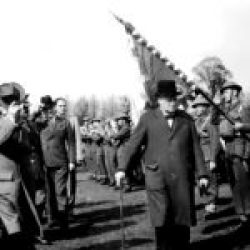 Winston Churchill visits Czechoslovak brigade, England 1940